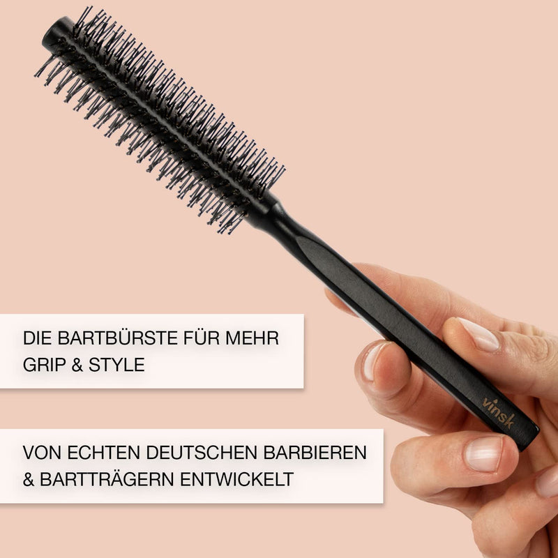 vinsk® beard brush L | Round breasts for beard and hair | Hairbrush small round with 190 bristles | ideal [beard styling] brush for men | View styling beard brush with fine wood - NewNest Australia