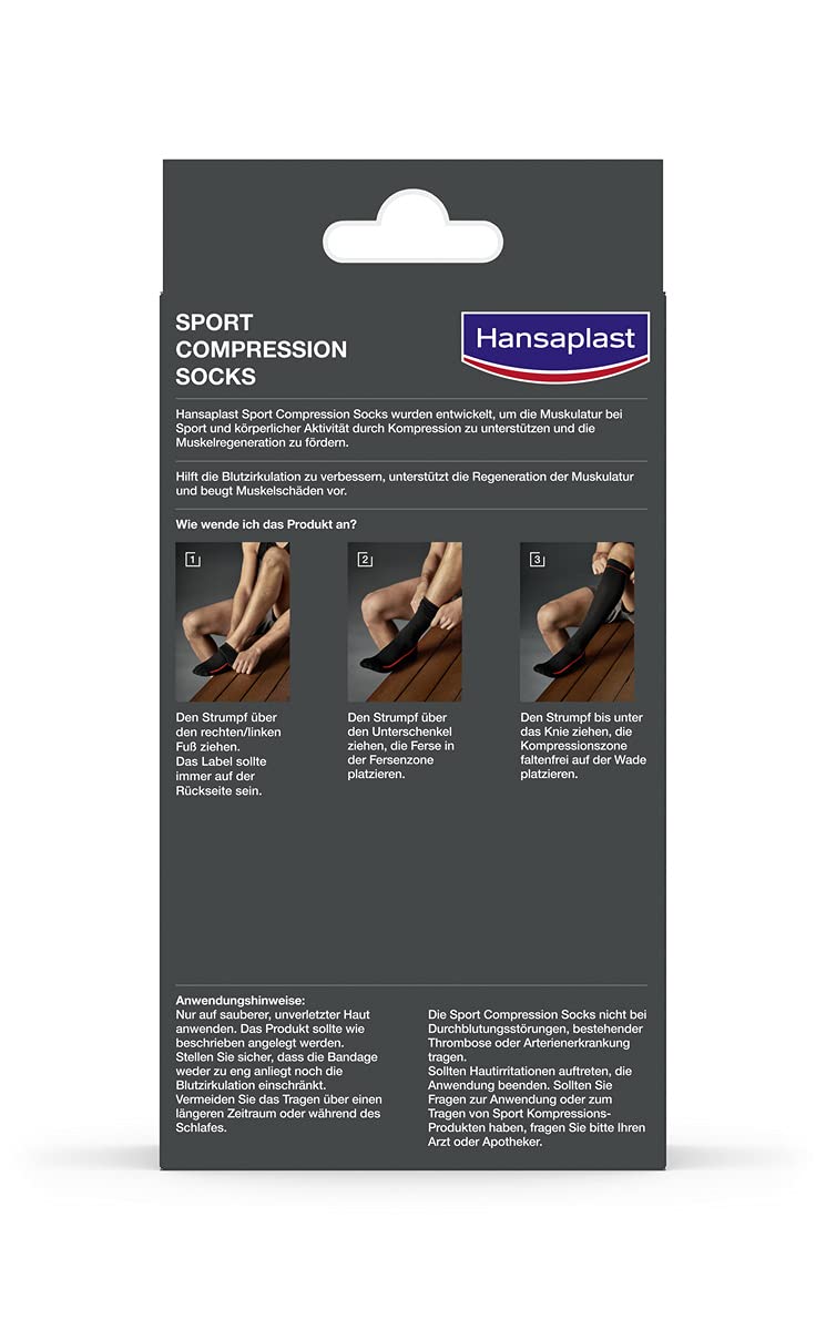 Hansaplast Sport Compression Socks, sports compression stockings to support muscles, knee socks promote muscle regeneration, 1 pair, size L/XL L/XL (pack of 2) - NewNest Australia