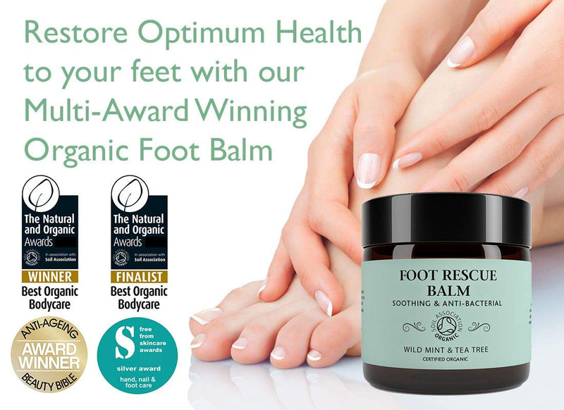 Foot Rescue Balm for Cracked Heels, Very Dry Skin & Athletes Foot Cream Treatment - 100% Natural and Certified Organic, Chemical Free Safe for Diabetics, Mint & Tea Tree (60g) 60 g (Pack of 1) - NewNest Australia