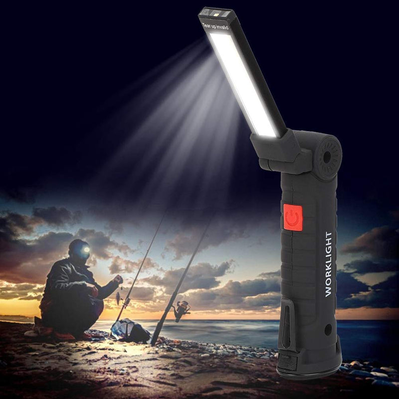 eecoo Led Flashlight, USB Rechargeable COB Work Light with Strong Magnet, 5 Lighting Modes, Emergency Torch is Suitable for Camping, Maintenance, Fishing - NewNest Australia