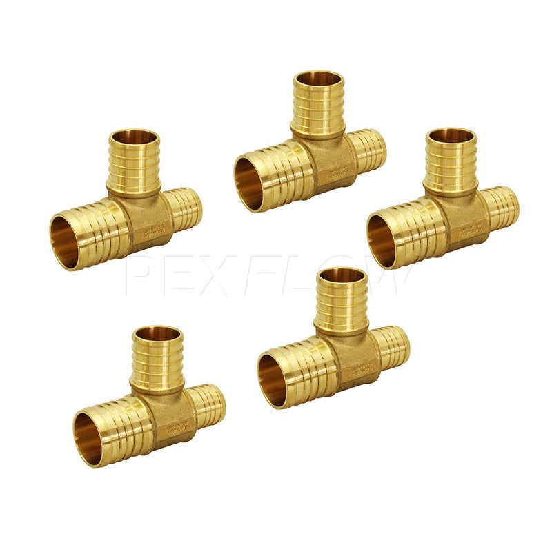 Supply Giant QYSU1341-5 Barb Reducing Tee Pipe Fittings, 1" X 3/4" X 1", Brass (Pack of 5} - NewNest Australia