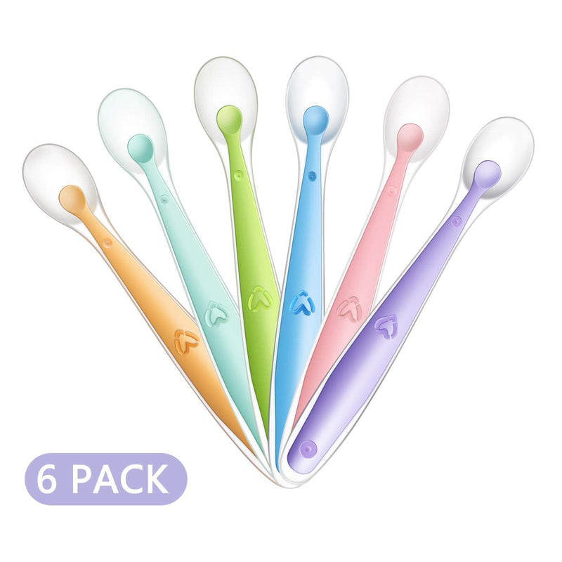 PandaEar Baby Silicone Soft Spoons| Training Feeding for Kids Toddlers Children and Infants| BPA Free 6 Pack| Great Gift Set |Gum-Friendly First Stage - NewNest Australia