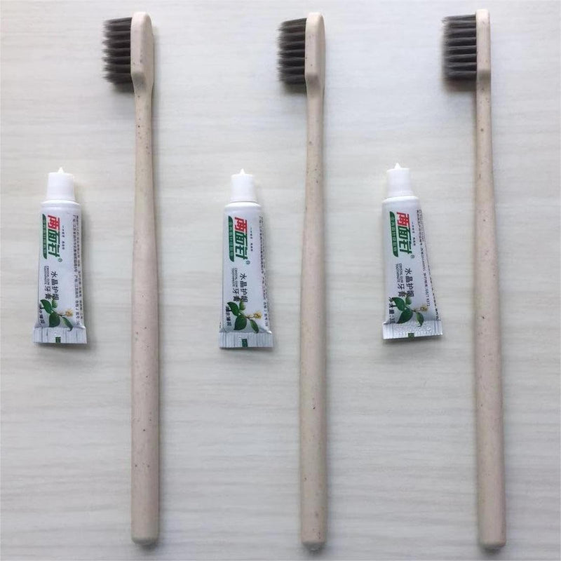 Disposable Toothbrushes, Manual Toothbrush, 20 Set Of Sustainable & Disposable Toothbrushes With Toothpaste Set, Biodegradable, Vegan & Bpa Free, Individually Packaged, Round Toothbrush Handle. 20/R - NewNest Australia