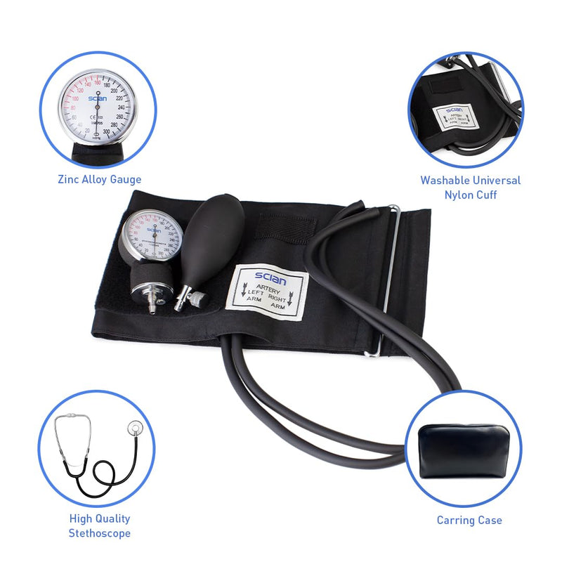 Scian Manual Arm Blood Pressure Cuff with Stethoscope, Aneroid Sphygmomanometer Medical Supplies with Carrying Bag for Nurse Doctor Senior Adult - NewNest Australia