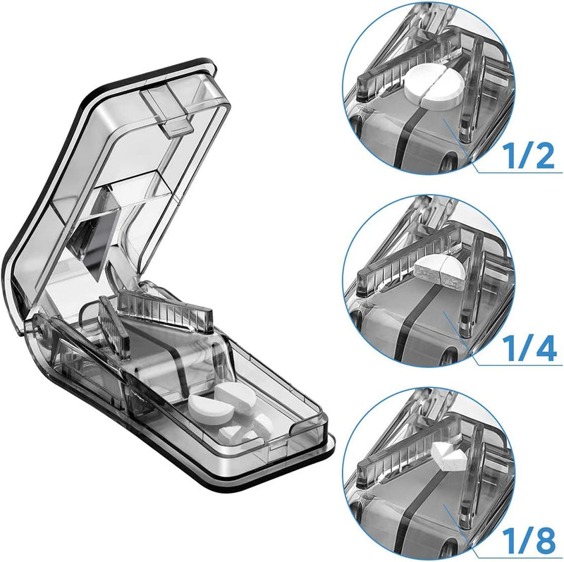 2Pcs Pill Cutter Pill Tablets Cutters Pill Splitter 2-in-1Pill Splitter Portable Large Pills Tablets with Blade and Pill Storage Compartment for Small or Large Pills Cut in Half Quarter - NewNest Australia