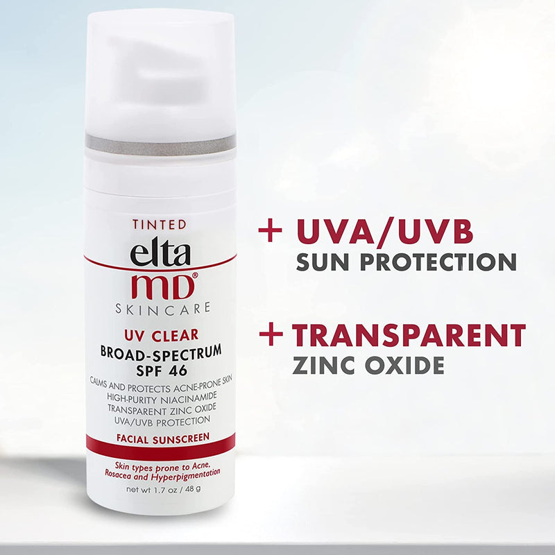 EltaMD UV Clear Tinted Face Sunscreen Broad-Spectrum SPF 46 Face Sunscreen for Sensitive Skin or Acne-Prone Skin, Oil-Free, Lightweight, Sheer, Mineral-Based Face Sunscreen with Zinc Oxide, 1.7 oz - NewNest Australia