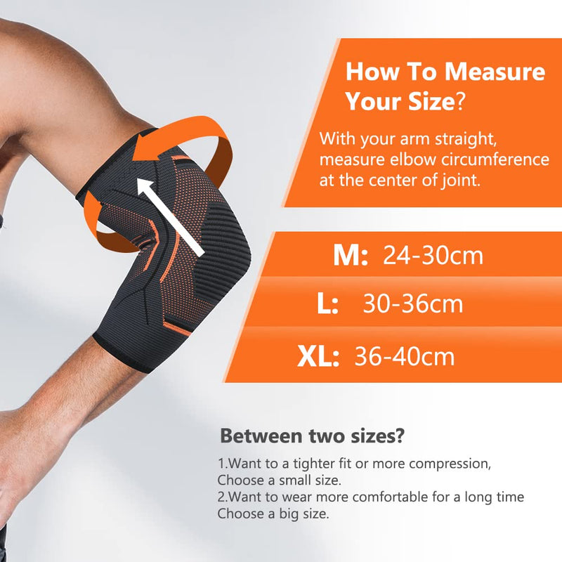 Acwoo Elbow Bandage, Non-Slip Elbow Bandage For Men And Women, Elbow Support Sleeve For Left/Right, Breathable Compression Elbow Support For Tennis, Volleyball, Golf, Orange (L) - NewNest Australia