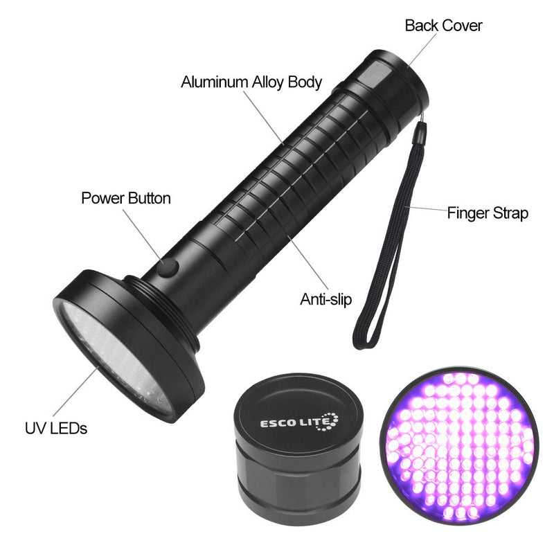 Escolite UV Flashlight Black Light, 100 LED 395 nM Ultraviolet Flashlights UV blacklight Detector for Dog Urine, Pet Stains and Bed Bug, Matching with Pet Odor Eliminator - NewNest Australia