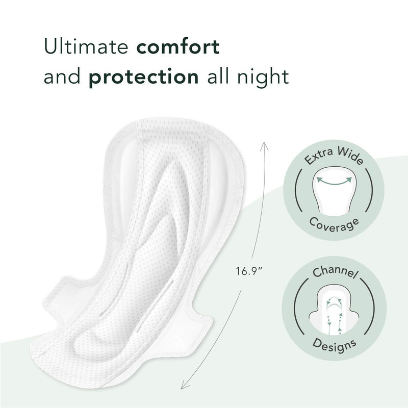 Rael Organic Cotton Cover Pads - Heavy Absorbency, Unscented, Ultra Thin Pads for Women, Postpartum (Extra Long Overnight, 12 Count) Extra Long Overnight (12 Count) 12 Count (Pack of 1) - NewNest Australia