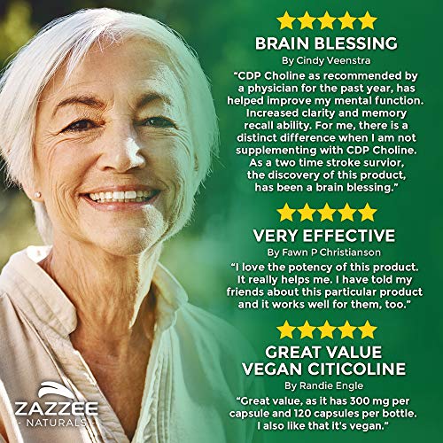Zazzee Citicoline CDP Choline 300 mg, 120 Vegan Capsules, Vegan, Non-GMO and All-Natural, Premium Grade, Contains Organic Stabilizers - NewNest Australia