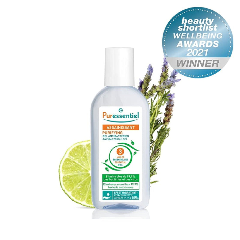 Puressentiel Antibacterial Gel 80 ml - Anti-bacterial, anti-viral, softening - 99.9% viruses and bacteria destroyed - Anti-drying aloe vera, bioalcohol, essential oils of tea tree, lemon, lavandin 80 ml (Pack of 1) - NewNest Australia