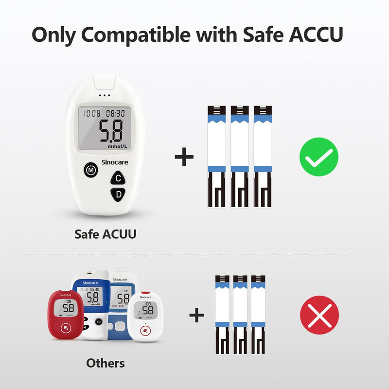 Sinocare 100pcs Safe Accu Blood Sugar Test Strips + 100pcs Twsit Lans, Diabetes Test Strips/Blood Glucose Test Strips Only for Safe Accu Blood Sugar Monitor (Safe Accu Strips- 100) - NewNest Australia