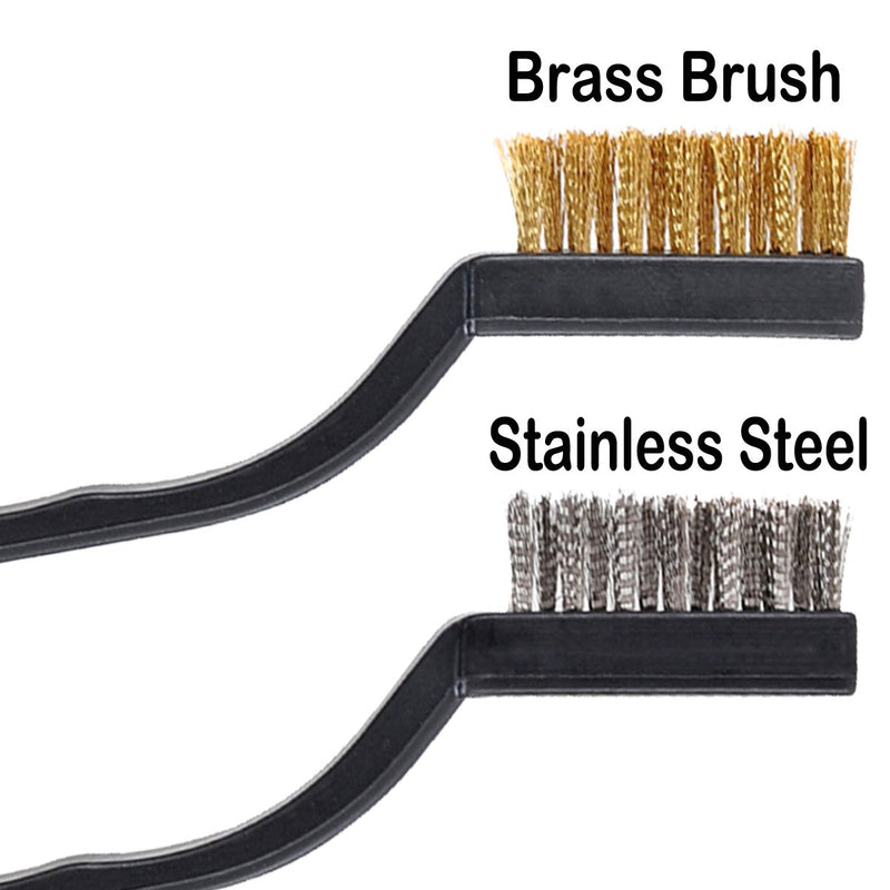 10 Pieces Wire Brush Scratch Brush (Stainless Steel + Brass), Curved Handle Masonry Brush Wire Bristle for Cleaning Welding Slag and Rust Stainless Steel + Brass - NewNest Australia