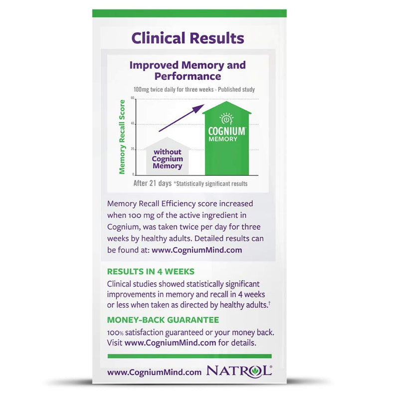 Natrol Cognium Tablets, Brain Health, Keeps Memory Strong, Shown to Improve Memory and Recall in Healthy Adults, Safe and Stimulant Free, 100mg, 60 Count - NewNest Australia
