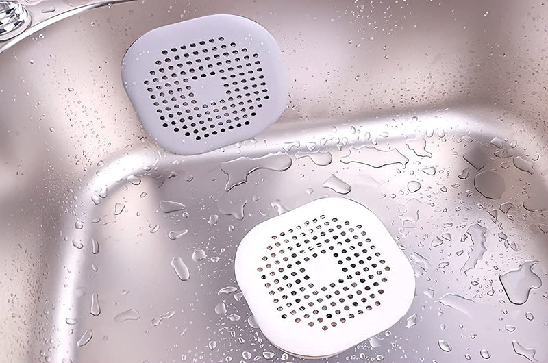 2 Pieces Shower Drain Hair Catcher Bathtub Stopper Home Drain Protectors Drain Cover with Sucker Water Trap Sink Cover for Bathroom Bathtub and Kitchen (Grey,White) Grey,White - NewNest Australia
