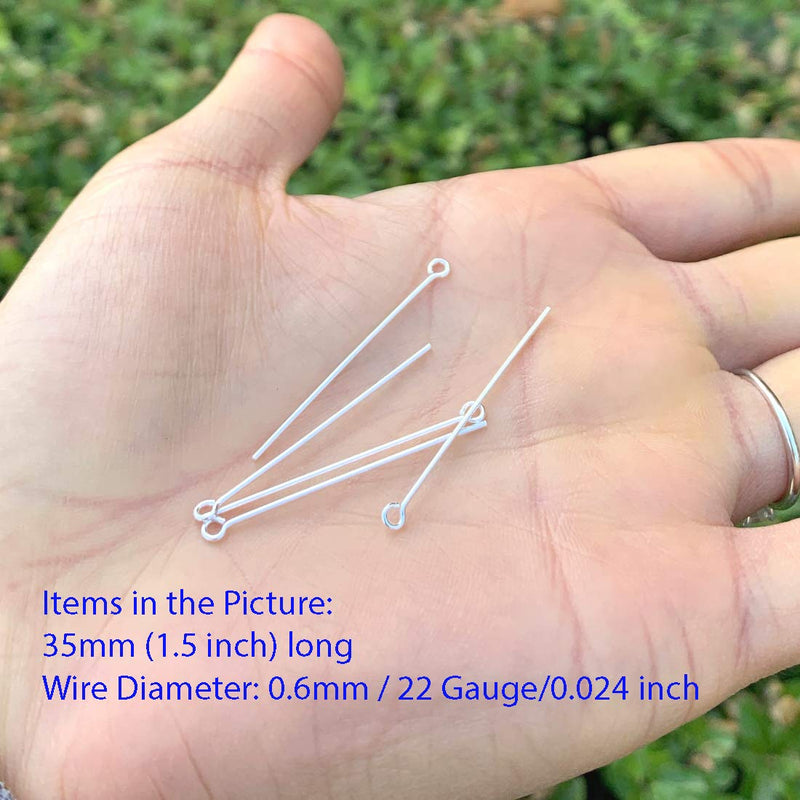 20pcs Authentic 925 Sterling Silver Eye Pins 18mm (0.7 inch) For Jewelry Beading Threading Making (Wire 0.6mm/22 Gauge/0.024 Inch) SS410 20 - NewNest Australia