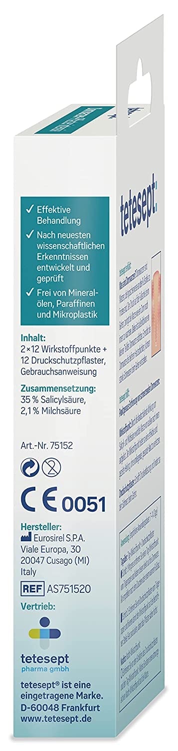 Tetesept Thorn Warts Intensive Plasters - Born Warts Plasters For Effective Removal - Effective With Lactic And Salicylic Acid - 2 X 12 Active Ingredient Points + 12 Pressure Protection Plasters - NewNest Australia