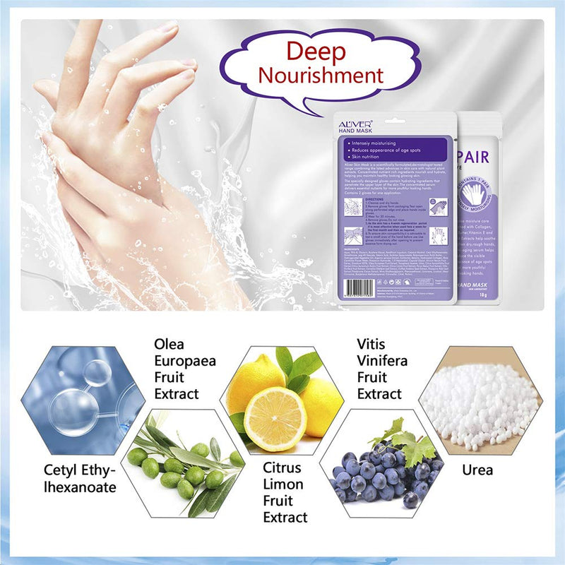 Hand Mask,5 Pairs Hand Moisturizing Gloves Mask,Hand Spa Mask Infused Collagen,Serum,Vitamins,Natural Plant Extracts for Dry,Cracked Hands,Whitening and Anti-aging,Repair Rough Skin Lavender - NewNest Australia