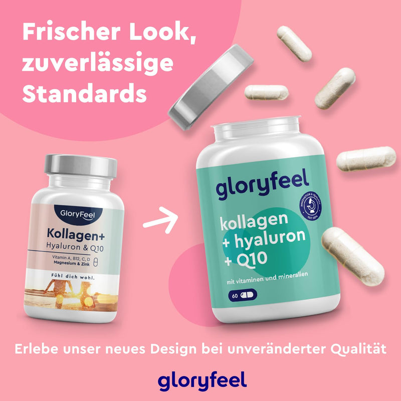 Collagen, Coenzyme Q10 Hyaluronic Acid Premium: Marine Collagen, With Zinc, Magnesium, Vitamin B12, D3, A & C, 60 Capsules, Laboratory Tested, High Dose Without Additives, Made In Germany - NewNest Australia