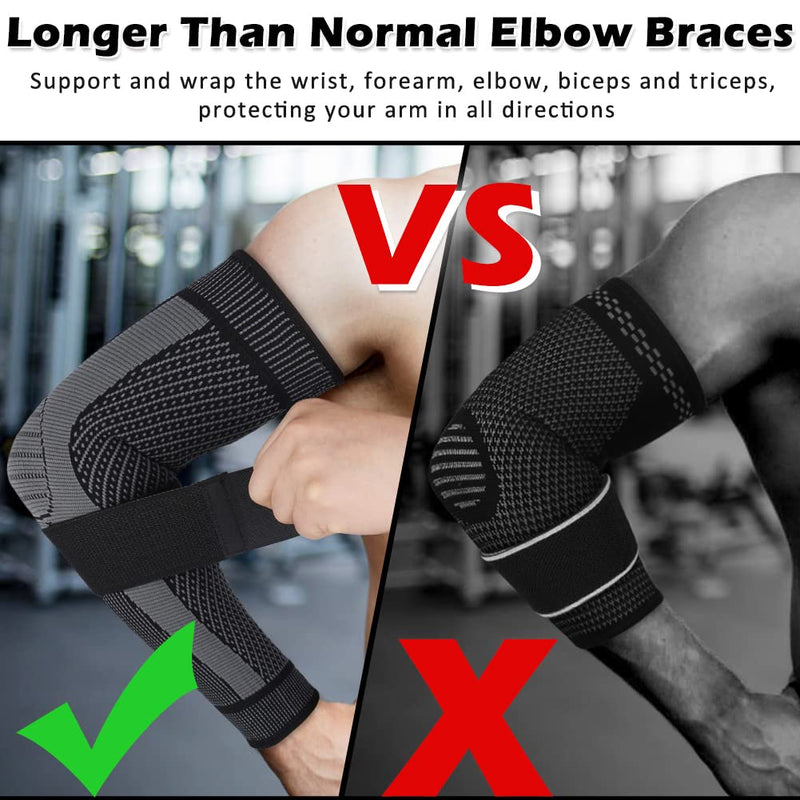 Beister Compression Elbow Support For Men & Women (Pack Of 2), Thick Arm Bandages With Velcro Fastening & Silicone Strips, Medical Compression Sleeves For Tennis Elbow, Arthritis, Varicose Veins, Lyhedema - NewNest Australia