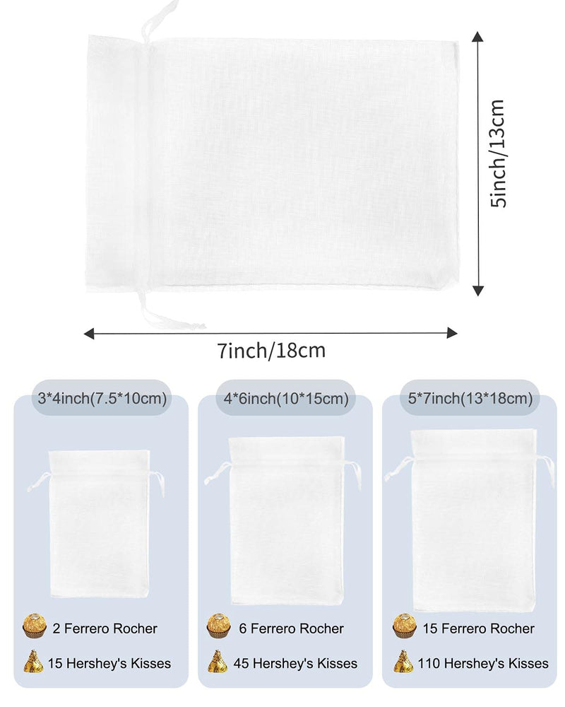Kslong 100PCS Small Mesh Bags Drawstring 3x4,Sheer Organza Bags Drawstring for Jewelry, Mesh Party Wedding Favor Bags for Small Business,Candy,Bracelet Packaging,Empty Sachet Bags (White) White - NewNest Australia