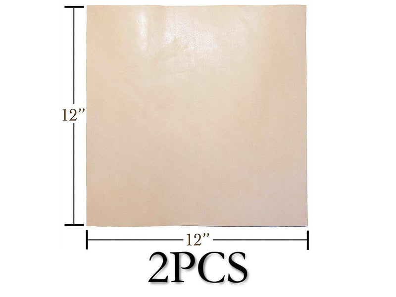 Muse Craft Flawless 2PCS 12''X12'' Vegetable Tanned Leather 5-6oz Precut| Import A Grade Tooling Leather Hide 1.9-2.3mm| Full grain Vegetable Tanned Leather for Carving, Molding, Dyeing(2PCS12''x12'') 2PCS 12''x 12'' - NewNest Australia