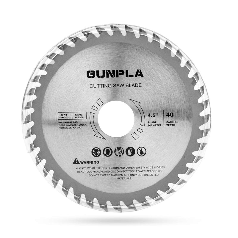 Gunpla 3 Pieces 4-1/2-inch 40 Tooth Alloy Steel TCT General Purpose Hard & Soft Wood Cutting Saw Blade with 7/8-inch Arbor - NewNest Australia