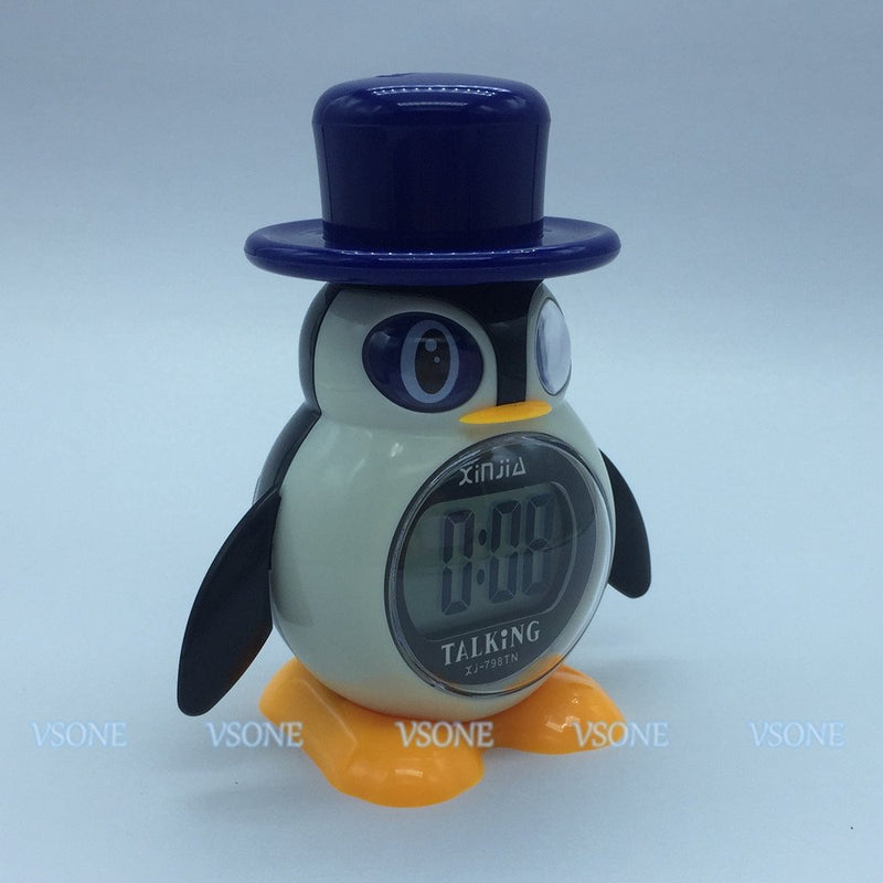 NewNest Australia - Spanish Talking LCD Digital Alarm Clock Penguin Shape Gifts for Children 