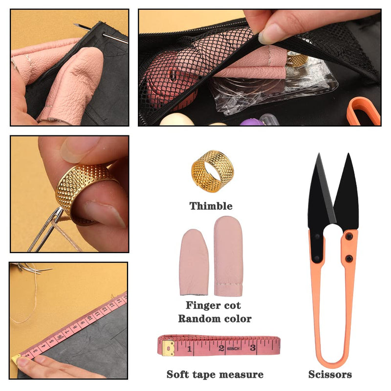 40 Pcs Leather Kit, Leather Sewing Kit with Waxed Thread, Sewing Awl, Seam Ripper and Leather Hand Sewing Stitching Needles, Leather Sewing Tools for DIY Leather Craft - NewNest Australia