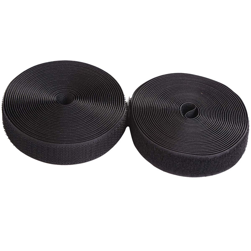 Sew on Hook and Loop Tape 1 Inch Non-Adhesive Back Nylon Strips Fabric Fastener Non-Adhesive Interlocking Tape Black,12.6 Yard 1" - NewNest Australia
