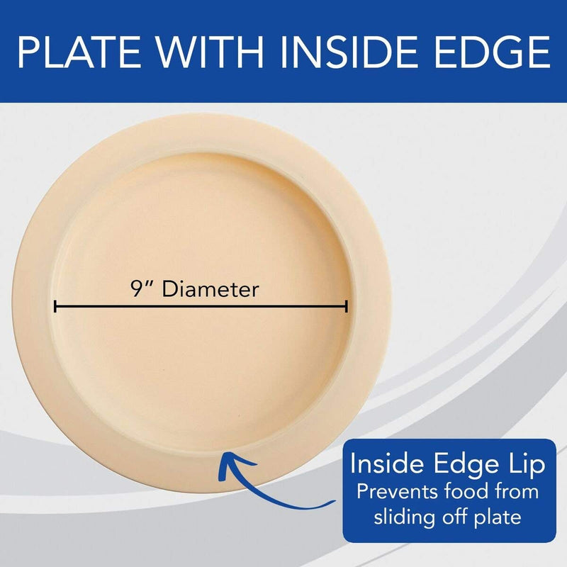 Sammons Preston Durable Plate, Foldable Travel Plate with Inner Edger for Spill Prevention, Eating Support for Children, Adults, Elderly and Disabled, 9 Inch Cream Colour - NewNest Australia