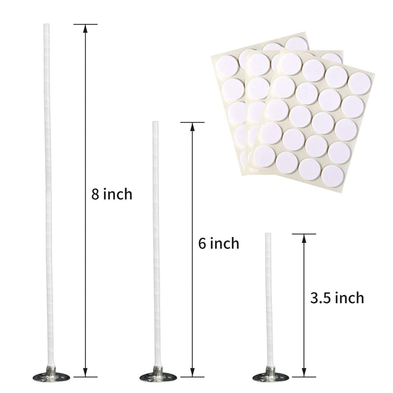 300Pcs Functional Smokeless Candle Wicks,100pcs Wicks Sticker, Pre-Waxed Cotton Core Wicks with Metal Sustainer Tabs for Pillar Candle Making and Candle DIY Christmas Gift,9cm/3.5in,15cm/6in,20cm/8in - NewNest Australia