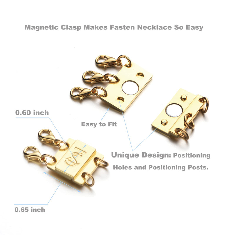 Zpsolution Locking Magnetic Double Necklace Layering Clasp, Separator for Stackable Necklaces and Chains with Storage Box 2 Strands (Gold+Silver) - NewNest Australia