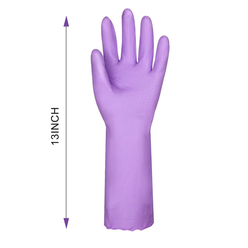 Reusable Kitchen Cleaning Gloves With Latex Free,Cotton Lining, Non- Slip Swirl Grip Gloves for Dishwashing 2 Pairs (Purple+Blue, Large) - NewNest Australia
