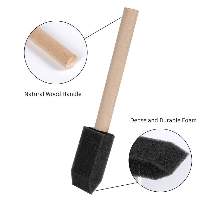 Foam Paint Brushes, Mister Rui Sponge Paint Brush, 1 Inch Foam Brush 12 Pieces, Wood Handle Paint Brush Set, Light and Durable, Ideal for Painting and Cleaning Foam Brush Set | Pack of 12 - NewNest Australia