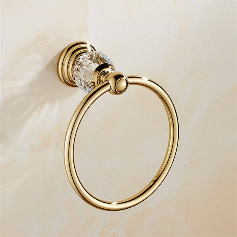 WINCASE Crystal Towel Ring, Gold Towel Holders for Bathrooms, Round Hand Towel Rack Wall Mounted Decorative - NewNest Australia