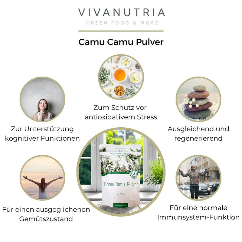 VivaNutria Camu Camu powder 500g I Camu Camu vitamin C powder high dosage I Camu-Camu as a superfood powder for smoothies shakes cereal topping and much more. I natural vitamin CI vegan 500 g (pack of 1) - NewNest Australia