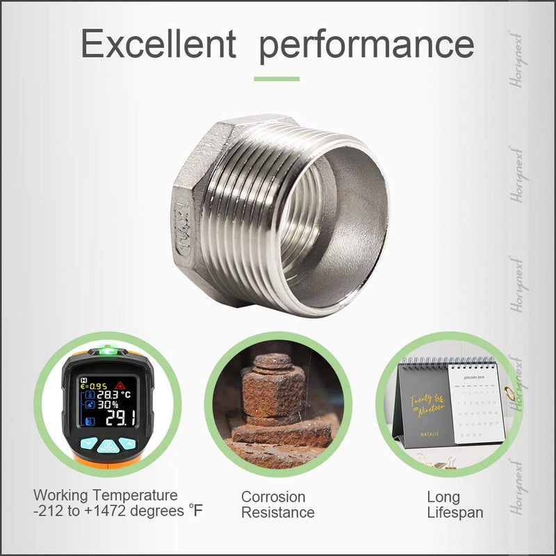 Horiznext npt 1-1/4 to 1 reducing bushing, male to female reducer stainless steel 304 (NPT）1 1/4 - 1 - NewNest Australia