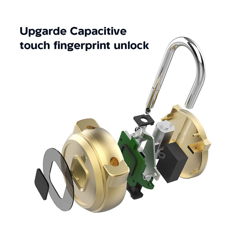 eLinkSmart Gym Locker Digital Padlock, IP65 Waterproof Fingerprint Padlock, Security Keyless Mini Smart Lock for House Door, Swimming Center, Backpack, Travel Luggage (Gold) Glod - NewNest Australia