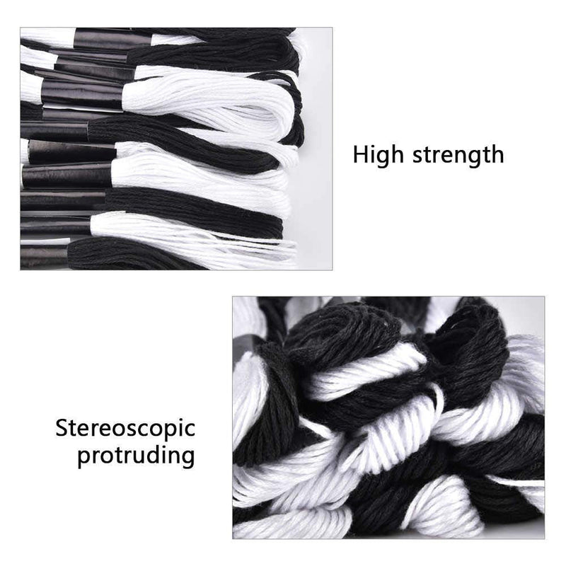 24 Skeins Cross Stitch Threads, Black and White Cotton Embroidery Floss Friendship Bracelets Floss with 12 Pieces Floss Bobbins for Knitting, Cross Stitch Project - NewNest Australia