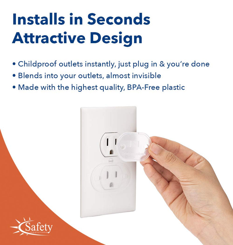 Safety Innovations, Ultimate Outlet Safety Cap, Baby Proofing Outlet Plugs, Child Safety Electrical Outlet Covers, Easy Installation, Protect Toddlers and Babies from Accidental Shock Hazard - 50 Pack - NewNest Australia