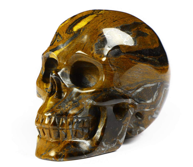 NewNest Australia - Skullis 2.0” Tiger Iron Eye Crystal Skull, Hand Carved Gemstone Fine Art Sculpture, Reiki Healing Stone Statue. Tiger Iron Eye 2 