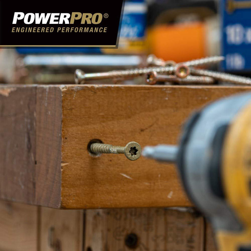 Power Pro 48604 Wood Screws, #10 x 4", Premium Outdoor Deck Screws, Rust Resistant, Epoxy Coated Bronze, 1lb Box, 52 pcs - NewNest Australia