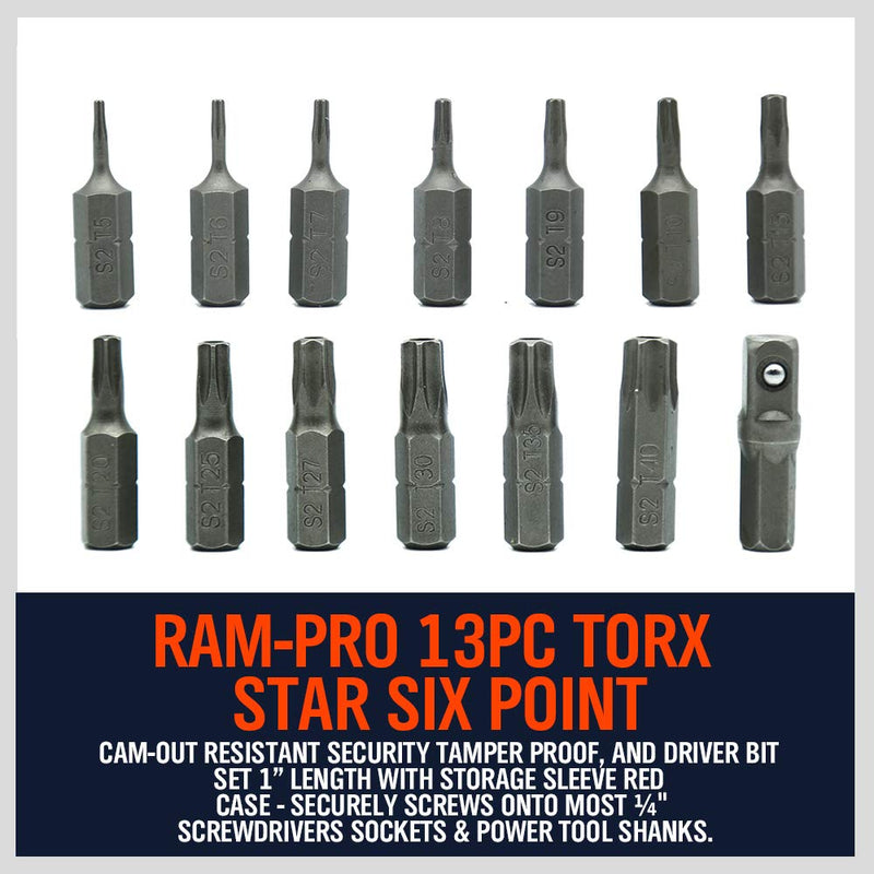 HORUSDY 14-Piece Tamper Resistant Star Bits, S2 Steel, T5 - T40 Security Torx Bit Set (14-Piece) - NewNest Australia