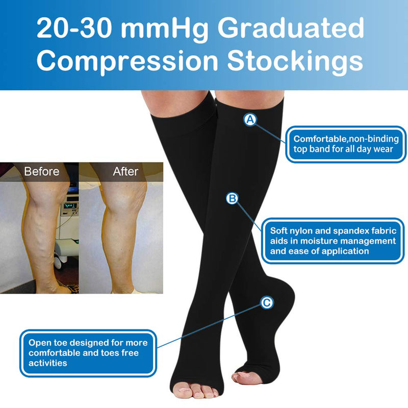 Medical Compression Stockings For Men And Women, 20-30 Mmhg, Professional Care For Ankles, Support Stockings With Gradient Compression For Varicose Veins, Promote Blood Circulation, Black Xl - NewNest Australia