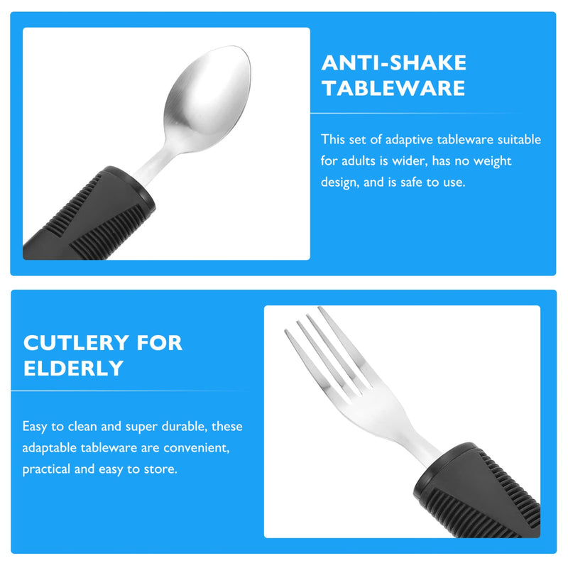 Adaptive Utensils Easy Grip Cutlery: 4 Pieces Bendable Fork Teaspoon Tablespoon Knife Non-Slip Handles For Hand Tremors Arthritis Parkinson'S Or Elderly People - NewNest Australia