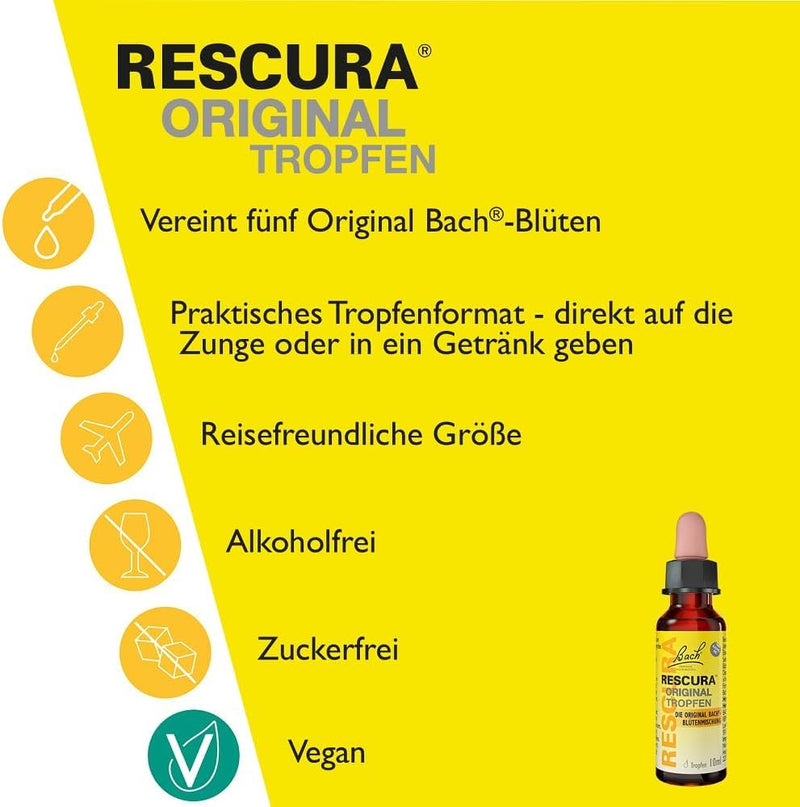 Original Bach RESCURA drops alcohol-free: (formerly Rescue) Bach flower mixture, 20ml alcohol-free 20 ml (pack of 1) - NewNest Australia