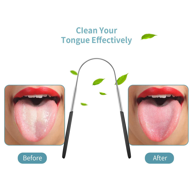 4 Pieces Tongue Scrapers,Reduce Bad Breath Tongue Scrapers for Adults Kids Stainless Steel Metal Tongue Scrapers Cleaners Brushes Oral Reusable Clean Tongue Beauty Tools - NewNest Australia