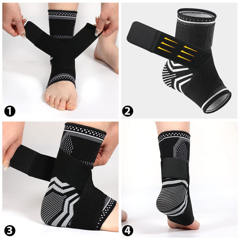 MILAIUN Ankle Brace, 1 Pair Ankle Brace with Velcro Fastener for Women Men, Foot Brace Ankle Support for Sports Protect, Arthritis, Plantar Fasciitis (L, Black) L - NewNest Australia