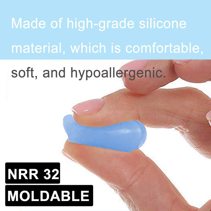 Ear Plugs for Sleeping, Reusable Silicone Moldable Noise Cancelling Sound Blocking Reduction Earplugs for Swimming, Snoring, Concerts, Shooting, Airplanes, Musicians, 32dB Highest NRR - NewNest Australia